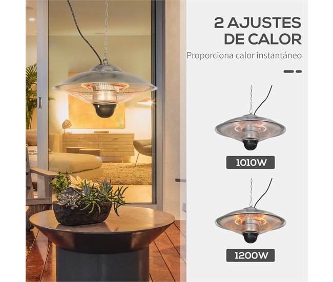 Aquecedor de Jardim Elétrico Outsunny 842-274V90SR Prata