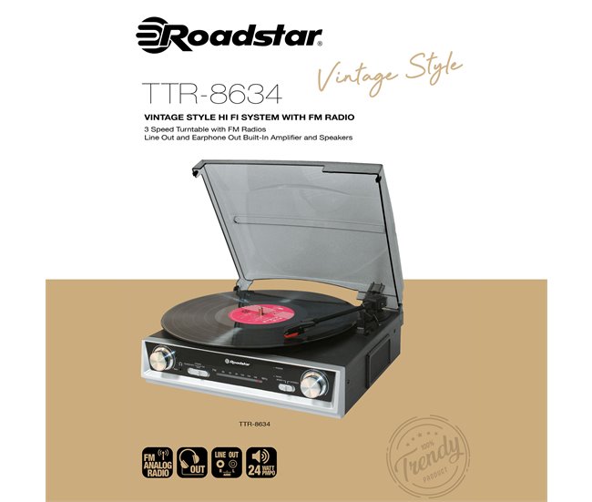 Gira-Discos Roadstar TTR-8634 Preto