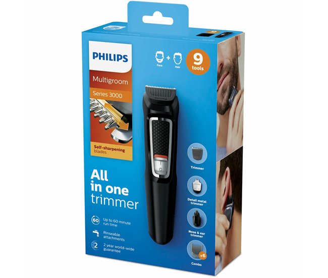 Máquina de Barbear Elétrica Recarregável 3000 Series Preto