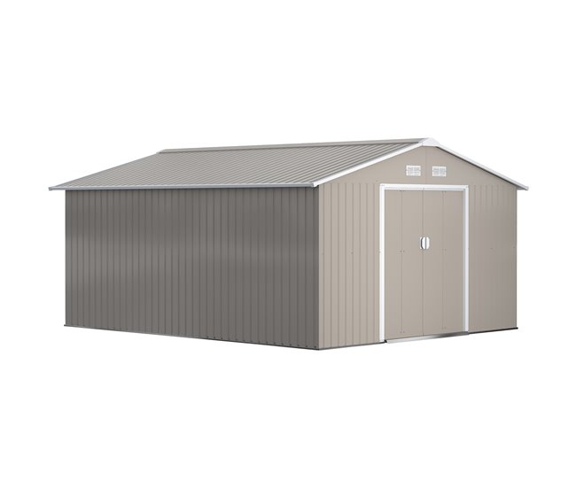 Abrigo e Jardim Metálico Aço galvanizado e PP Outsunny 386 Cinza Claro