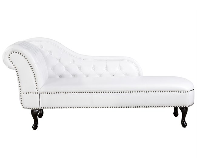 Beliani Chaise longue versão à esquerda Pele sintética NIMES Branco