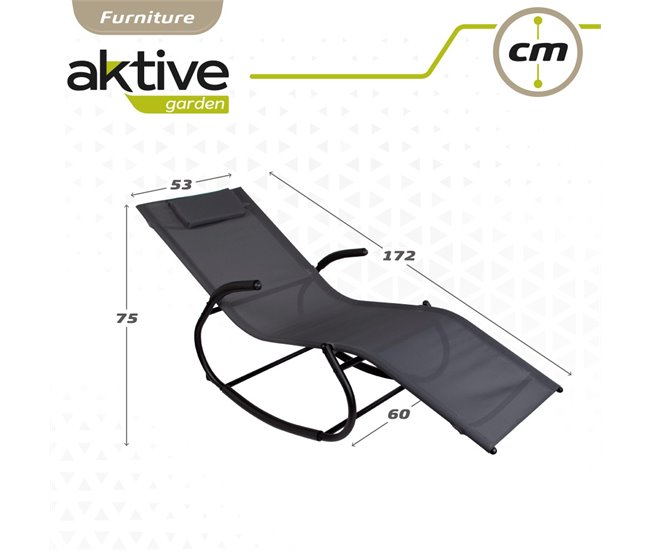 Espreguiçadeira de jardim antracite com almofada Aktive Cinza