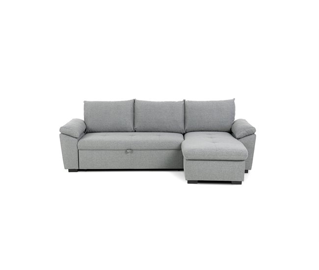 Chaise longue com cama ANTON reversível 3 lugares cinza Cinza