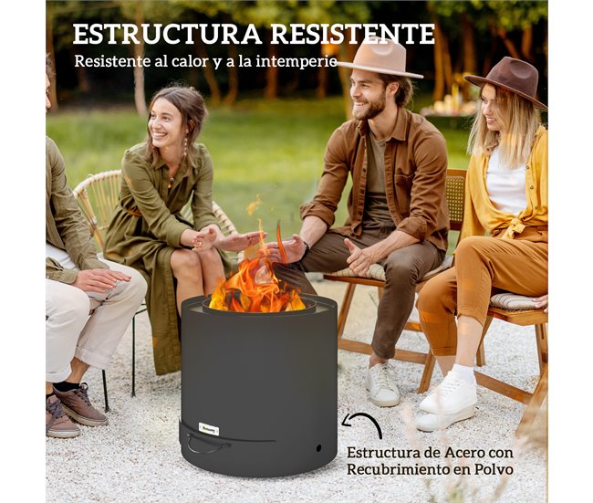 Braseiro Exterior Aço Outsunny Preto