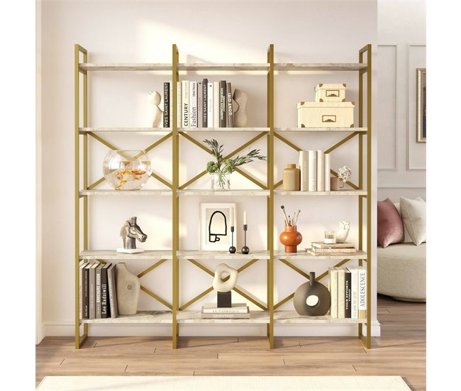 Estante de livros com efeito madeira 170 Dourado