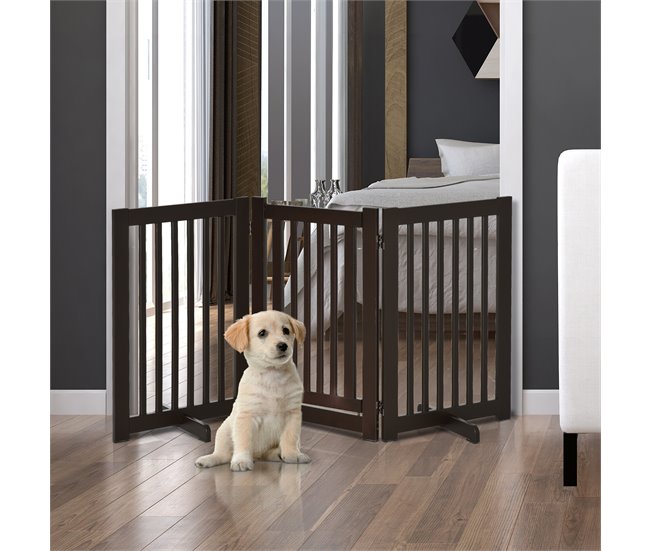 Barreira de Segurança Cães MDF PawHut Castanho