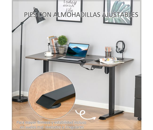 Secretária Elétrica de Pé Metal, Melamina de Madeira Vinsetto 140x70 Preto