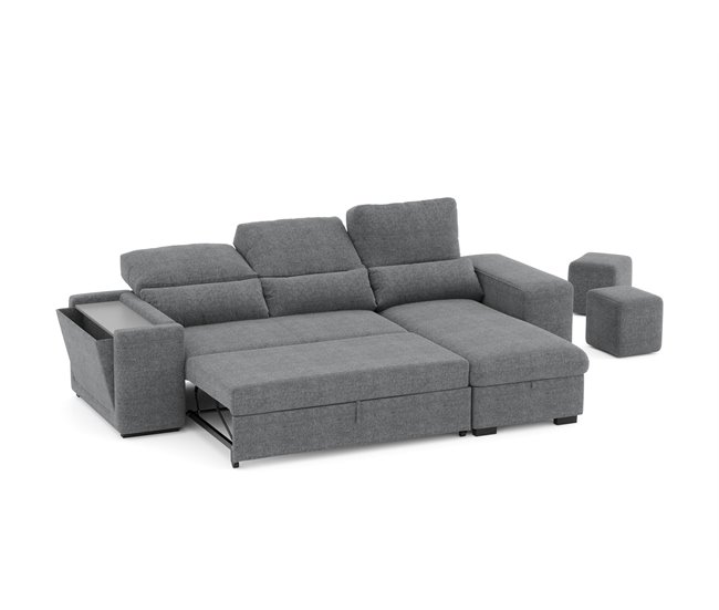 Chaise longue com cama HOXTON Cinza