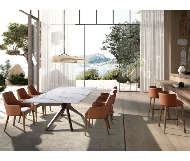 ANGEL CERDA Mesa de jantar extensível 240x100 Branco/ Madeira