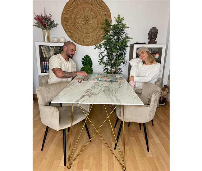 Beliani Silla de comedor SANILAC Azul Claro