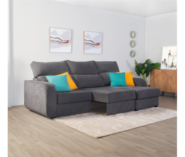Chaise longue convertível em cama tecido APRIL Cinza