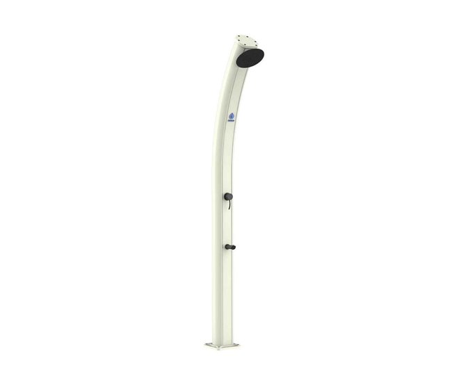 Chuveiro solar ecológico de alumínio curvo Sined Dafne com lavagem de pés de 35 litros, Branco Branco