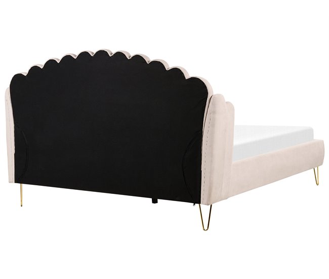 Beliani Cama com estrado Poliéster AMBILLOU 197x214 Bege