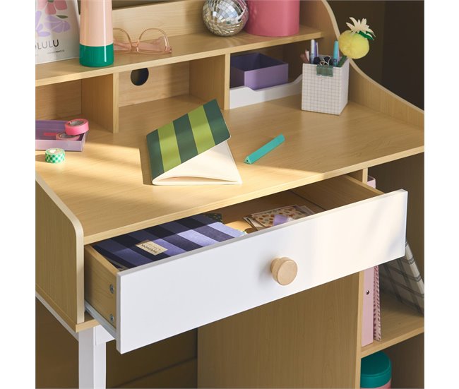 Secretária para crianças com gaveta e prateleiras 80x50 Branco