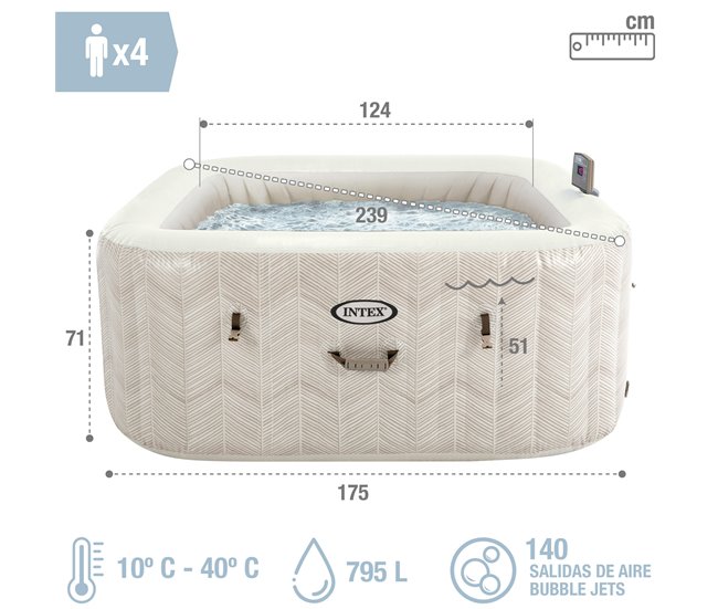 INTEX Spa inflável 4 pessoas Chevron Deluxe Bege