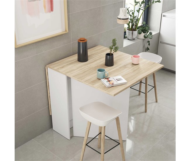 Mesa dobrável LYS cor de carvalho e branco Carvalho