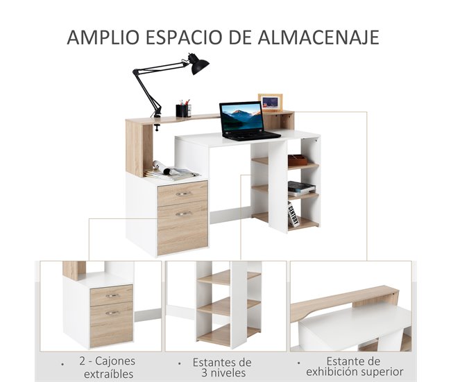 Secretária MDF HOMCOM, escritório - secretárias 137x55 Amarelo