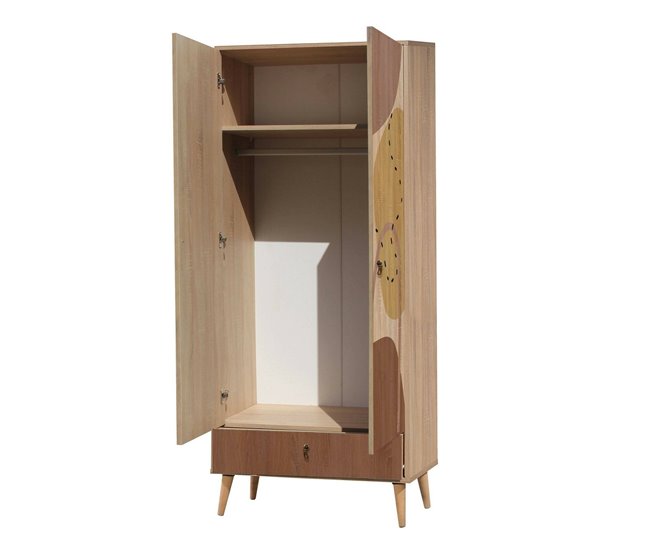 Armário 2 portas com efeito madeira Multicor