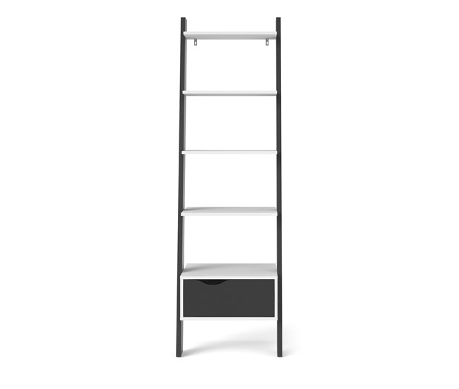 Estante de escadas 4 prateleiras e gaveta DELTA Branco/ Preto