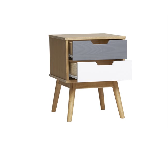 Mesa de cabeceira com 2 gavetas VITA Carvalho