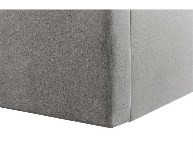 Beliani Cama com armazenamento Veludo VION 157x216 Cinza