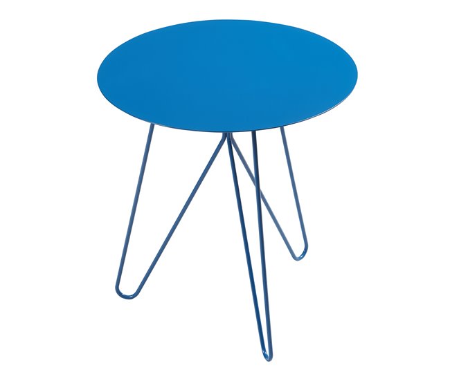 Mesa de apoio Nopimi redonda metal [en.casa] 43x43 Azul