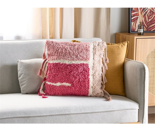 Beliani Cojín decorativo BISTORTA Branco/ Bege