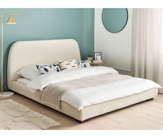 Beliani Cama de água Poliéster ROISEL 181x226 Creme