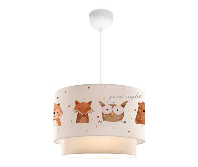 Candeeiro Suspenso Para Crianças Lurgan Com Motivo De Animais Da Floresta Branco Lux.pro