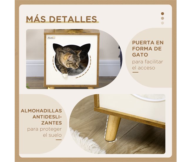 Casa para Gatos MDF, Melamina, Madeira de Pinho e Pelúcia PawHut Vermelho