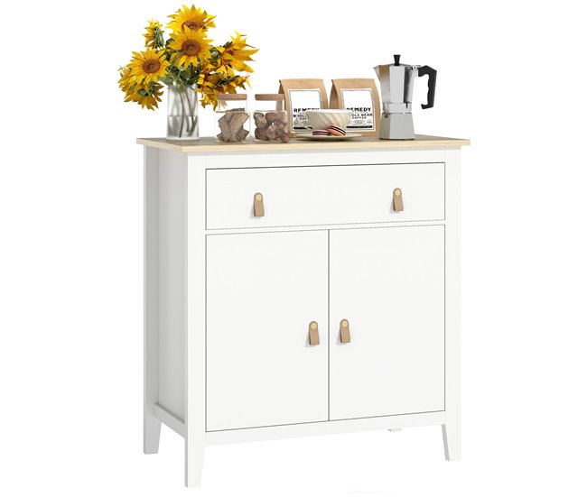 Aparador Melamina de Madeira HOMCOM Branco