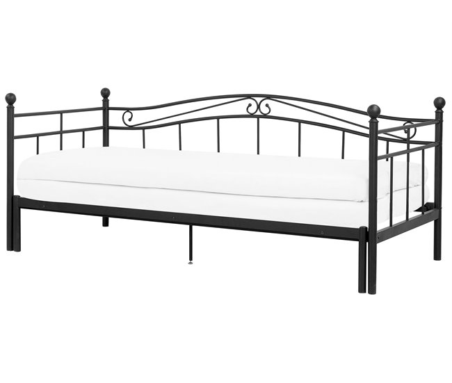 Beliani Cama com estrado Metal TULLE 102x209 Preto