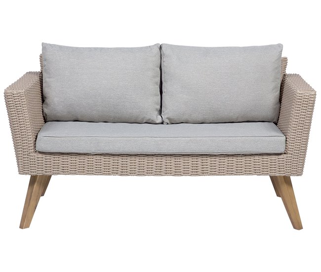 Beliani Conjunto lounge Ratan sintético VITTORIA Cinza Escuro