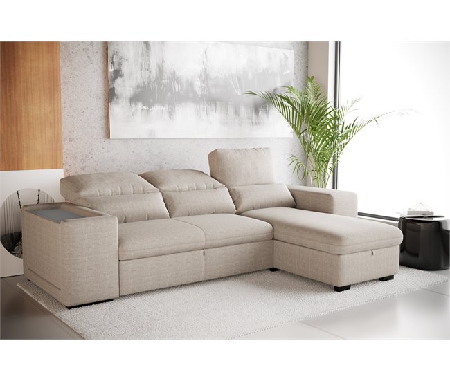 Chaise longue com cama HOXTON Bege