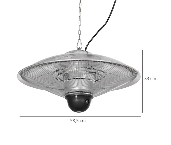 Aquecedor de Jardim Elétrico Outsunny 842-274V90SR Prata
