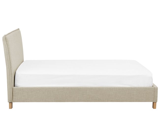 Beliani Cama com estrado Poliéster SENNEZ 195x216 Bege