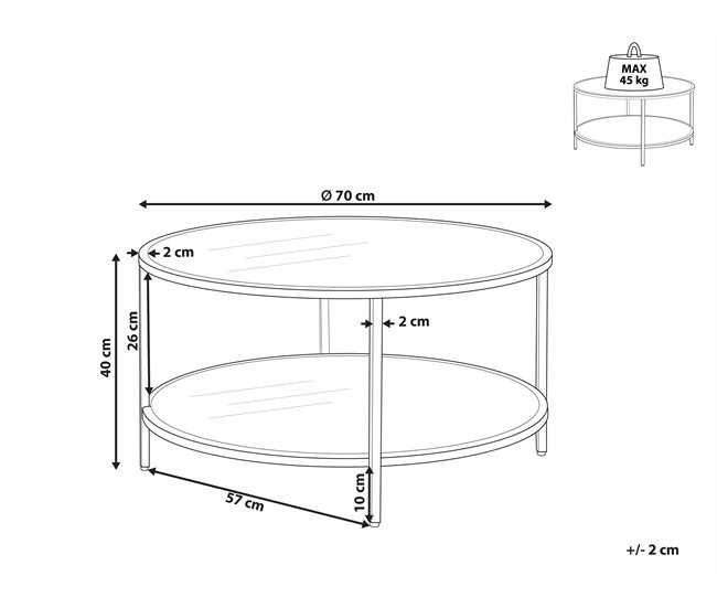 Beliani Mesa de centro BIRNEY 70x70 Dourado