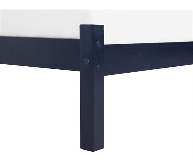 Beliani Cama com estrado Pinho FLORAC 167x208 Azul Marino