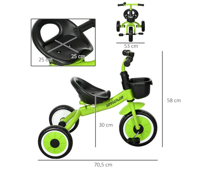 Triciclo para Crianças Metal, EVA, Polipropileno e PE AIYAPLAY Verde