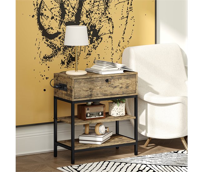 Mesa Auxiliar Melamina de Madeira e Metal HOMCOM, casa - mesas Vermelho