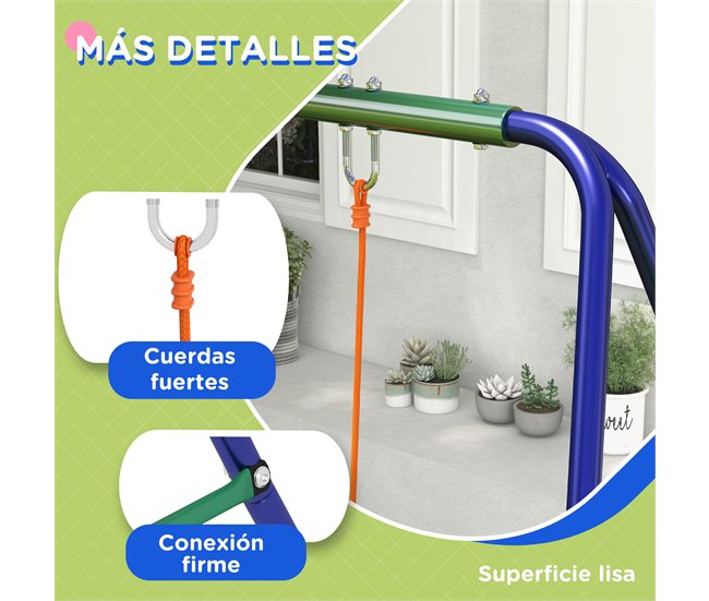 Conjunto Baloiços Aço e polipropileno Outsunny Multicor