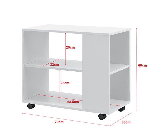 Mesa de centro Älvdalen com rodas e prateleira bloqueáveis Branco