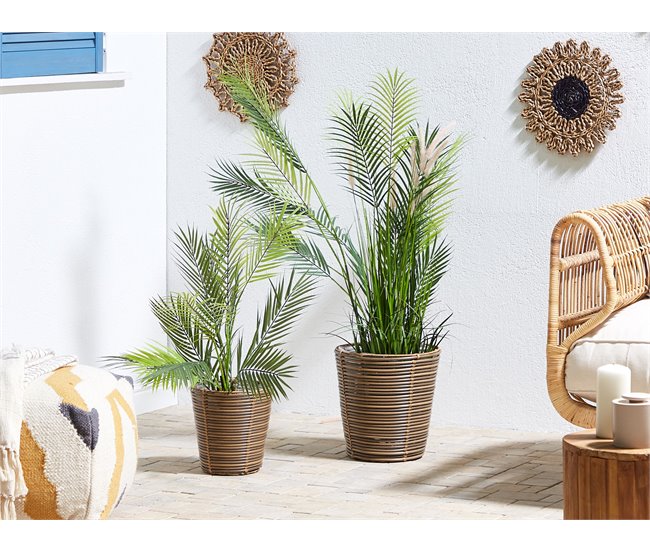 Beliani Conjunto de 2 vasos para plantas SARTI Castanho