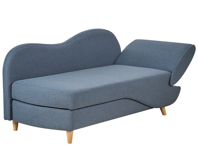 Beliani Chaise longue à direita Linho sintético MERI Azul