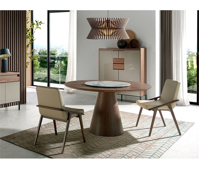 ANGEL CERDA Cadeira em pele ecológica vison Nogal