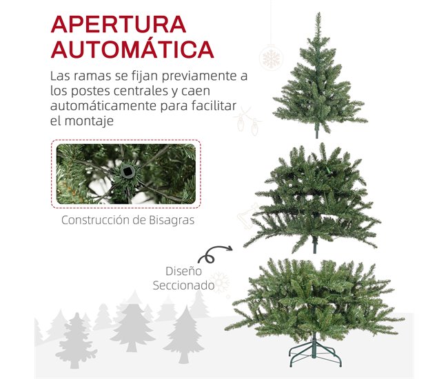 Árcore de Natal Plástico, Metal HOMCOM, casa - natal Verde