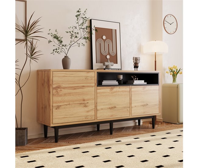 Aparador de mdf com 3 portas Natural