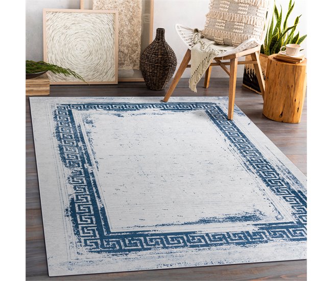 ANDRE 1213 Tapete Grego vintage antiderrapante 80x150 Branco