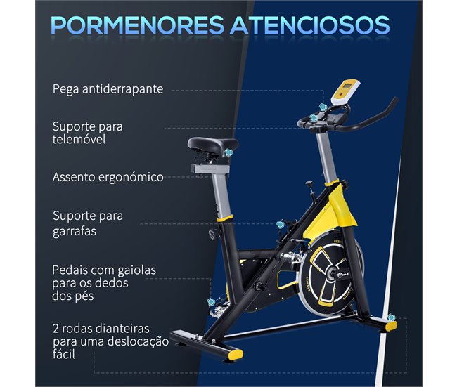 Bicicleta Estática Aço e ABS HOMCOM Preto/ amarelo