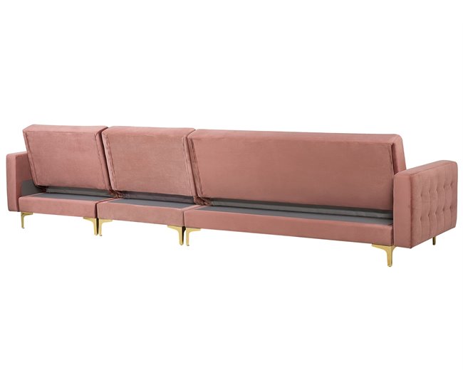 Beliani Sofá-cama Veludo ABERDEEN Azul Marino